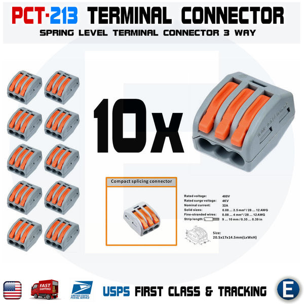 10pcs PCT-213 Spring Lever Terminal Block Electric Cable Wire Connecto –  eElectronicParts