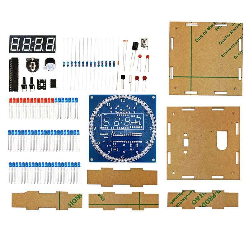 Kit DIY Elettronica Clock LED Rotary Calendar Electronic Clock Kit to  Assembly and Solder Components Parts