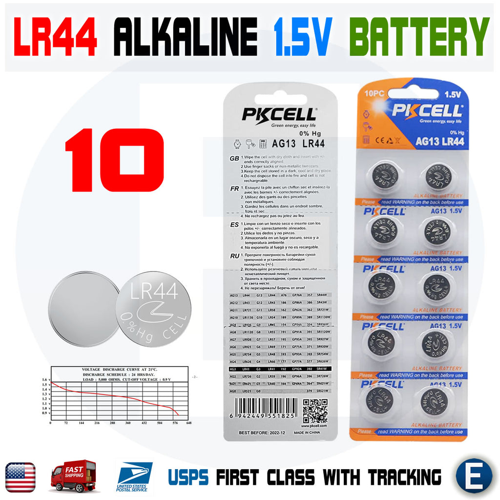  PKCELL LR44 A76 357 G13 Alkaline Watch Battery,30 pc : Health &  Household