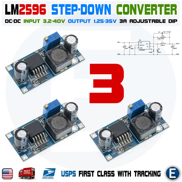 3 x LM2596S DC-DC 3A Buck Converter Adjustable Step-Down Power Supply –  eElectronicParts