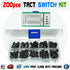 200pcs 6x6 Tact Micro Switch Tactile Push Button Kit Height 4.3MM~13MM DIP 4P Mini Box