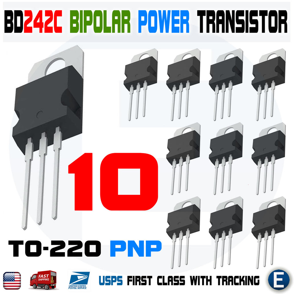 10PCS BD242C Power Transistor PNP 45V 3A 40W TO-220 Bipolar Epitaxial ...