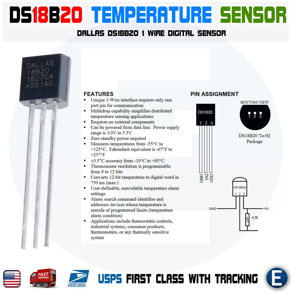 Waterproof 1-Wire DS18B20 Digital temperature sensor : ID 381 : $9.95 :  Adafruit Industries, Unique & fun DIY electronics and kits
